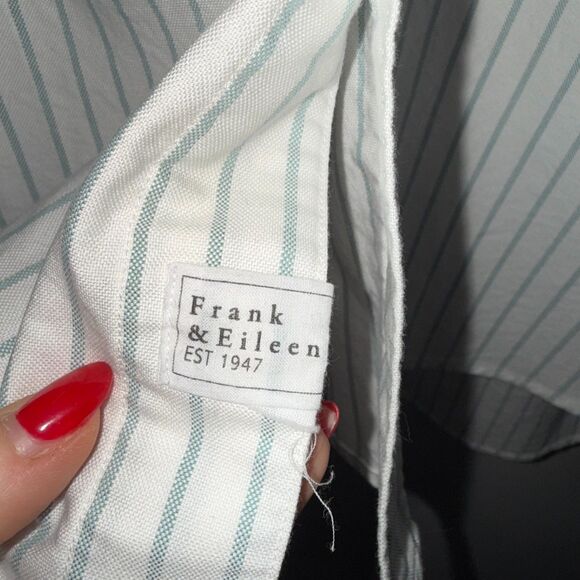 Frank & Eileen Oversized Shirley Striped Oxford Shirt - White/Blue S - Picture 5 of 8